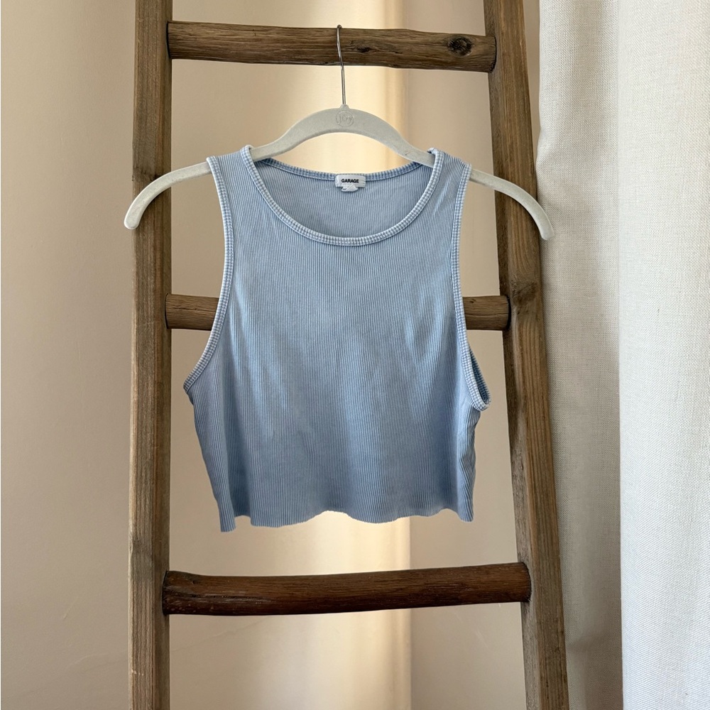 Blue Sleeveless Crop Top